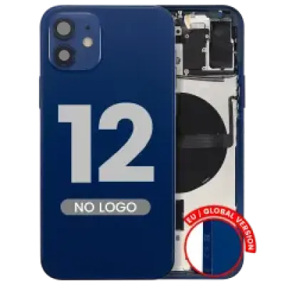 Заднє скло з дрібними деталями для iPhone 12 (EU / Global Version) (Aftermarket Plus) (синій)