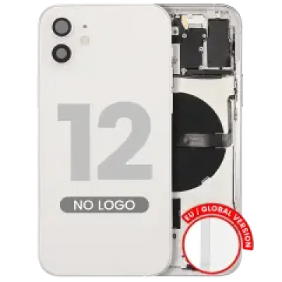 Заднє скло з дрібними деталями для iPhone 12 (EU / Global Version) (Aftermarket Plus) (білий)