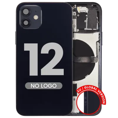 Заднє скло з дрібними деталями для iPhone 12 (EU / Global Version) (Aftermarket Plus) (чорний)