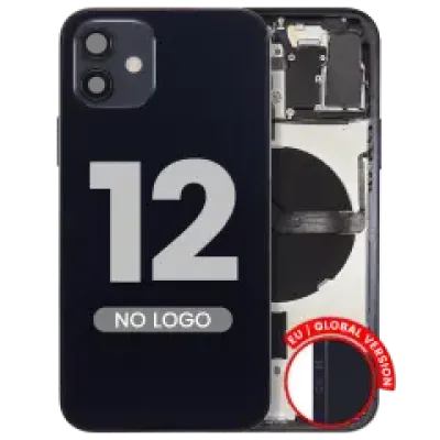 Заднє скло з дрібними деталями для iPhone 12 (EU / Global Version) (Aftermarket Plus) (чорний)
