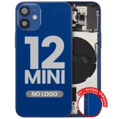 Заднє скло з дрібними деталями для iPhone 12 Mini (EU / Global Version) (Aftermarket Plus) (синій)