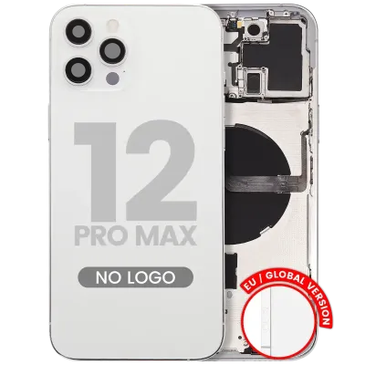 Заднє скло з дрібними деталями для iPhone 12 Pro Max (EU / Global Version) (Aftermarket Plus) (сріблястий)