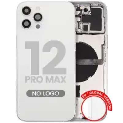 Заднє скло з дрібними деталями для iPhone 12 Pro Max (EU / Global Version) (Aftermarket Plus) (сріблястий)