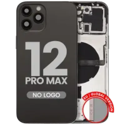 Заднє скло з дрібними деталями для iPhone 12 Pro Max (EU / Global Version) (Aftermarket Plus) (графітовий)