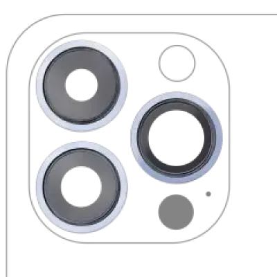 Скло камери з кріпленням та рамкою для iPhone 13 Pro / 13 Pro Max (Aftermarket Plus) (Sierra Blue)