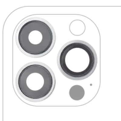 Скло камери з кріпленням та рамкою для iPhone 13 Pro / 13 Pro Max (Aftermarket Plus) (сріблястий)