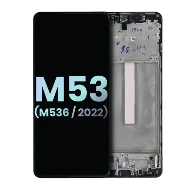 Дисплейний модуль (OLED) з рамкою для Samsung Galaxy M53 5G (M536 / 2022) (Service Pack) (Всі кольори)