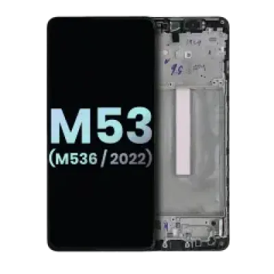 Дисплейний модуль (OLED) з рамкою для Samsung Galaxy M53 5G (M536 / 2022) (Service Pack) (Всі кольори)