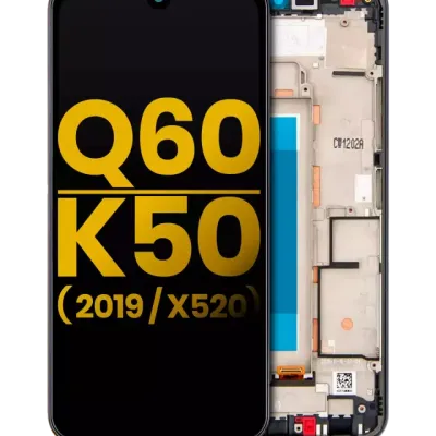 Дисплейний модуль (LCD) з рамкою для LG Q60 (Single Card Version) / K50 (2019 / X520) (Refurbished) (Aurora Black)