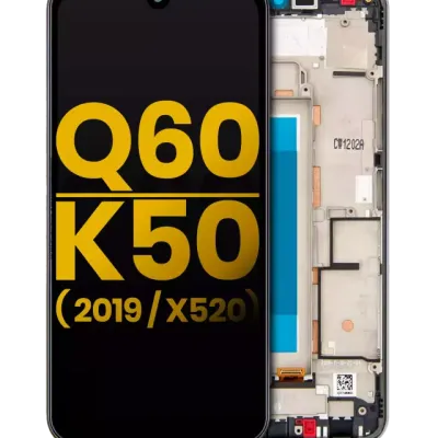 Дисплейний модуль (LCD) з рамкою для LG Q60 (Single Card Version) / K50 (2019 / X520) (Refurbished) (Silver)