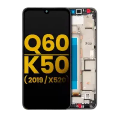 Дисплейний модуль (LCD) з рамкою для LG Q60 (Single Card Version) / K50 (2019 / X520) (Refurbished) (Silver)