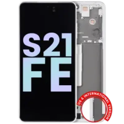 Дисплейний модуль (OLED) з рамкою для Samsung Galaxy S21 FE 5G (US & International Version) (Service Pack) (Білий)