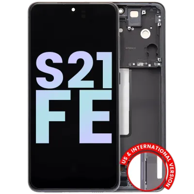 Дисплейний модуль (OLED) з рамкою для Samsung Galaxy S21 FE 5G (US & International Version) (Service Pack) (Графітовий)