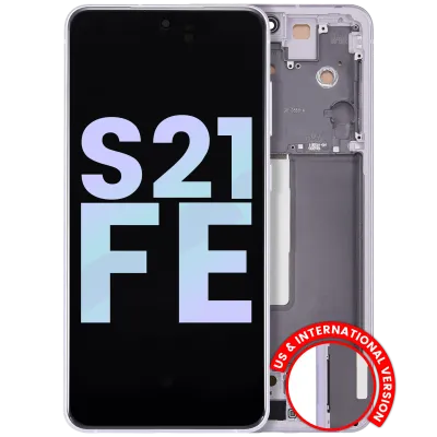 Дисплейний модуль (OLED) з рамкою для Samsung Galaxy S21 FE 5G (US & International Version) (Service Pack) (Lavender)