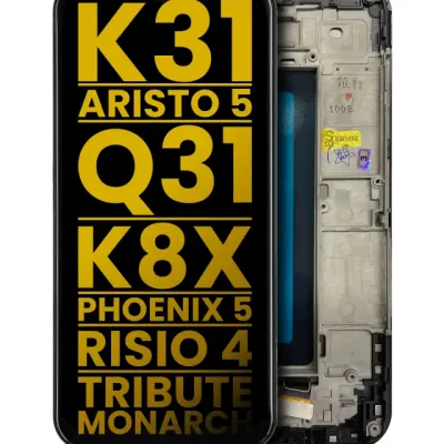 Дисплейний модуль (LCD) з рамкою для LG K31 / Aristo 5 / Q31 / LG K8X / LG Phoenix 5 / LG Risio 4 / Tribute Monarch (Refurbished) (усі кольори)