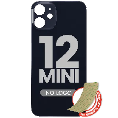 Заднє скло з 3M проклейкою для iPhone 12 Mini (No Logo) (великий отвір камери) (чорний)
