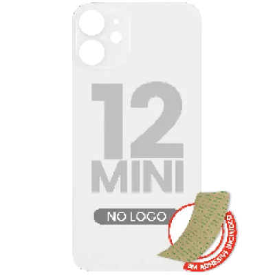 Заднє скло з проклейкою 3M для iPhone 12 Mini (без логотипу / великий отвір під камеру) (білий)