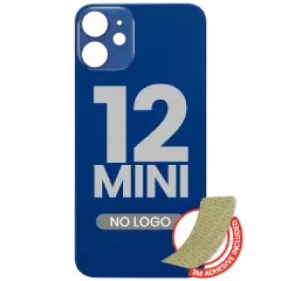 Заднє скло з проклейкою 3M для iPhone 12 Mini (без логотипу / великий отвір під камеру) (синій)