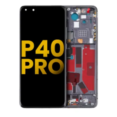 Дисплейний модуль (OLED) з рамкою для Huawei P40 Pro (Refurbished) (чорний)