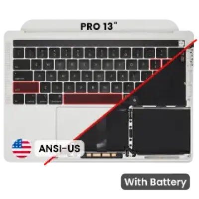 Топкейс з акумулятором і клавіатурою (ANSI US) для MacBook Pro 13" A2159 (2019) (Used OEM Pull: Grade B/C) (Silver)