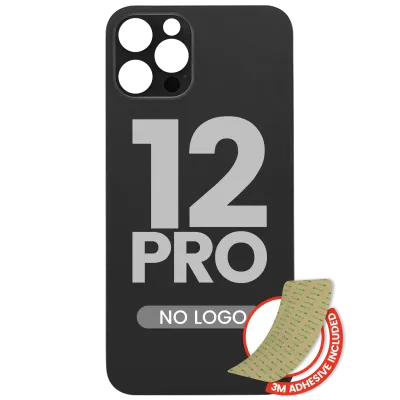 Back Glass With 3M Adhesive For iPhone 12 Pro (No Logo) (Large Camera Hole) (Graphite)