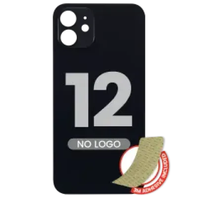 Заднє скло з 3M проклейкою для iPhone 12 (без логотипу / великий отвір камери) (чорний)