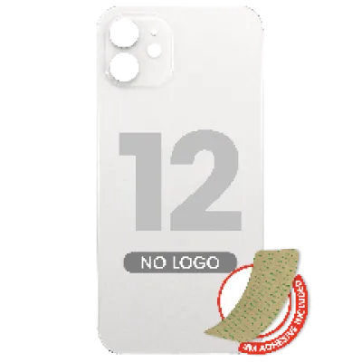 Заднє скло з 3M проклейкою для iPhone 12 (без логотипу) (великий отвір камери) (білий)
