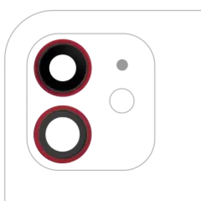 Скло основної камери з кріпленням та рамкою для iPhone 12 / 12 Mini (Aftermarket Plus) (червоний) (10 шт)