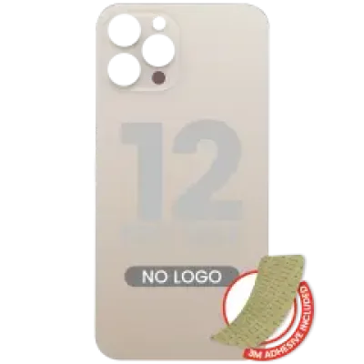 Заднє скло з 3M проклейкою для iPhone 12 Pro Max (без логотипу / великий отвір камери) (Gold)