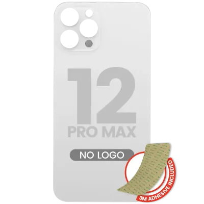 Back Glass With 3M Adhesive For iPhone 12 Pro Max (No Logo / Large Camera Hole) (Silver)