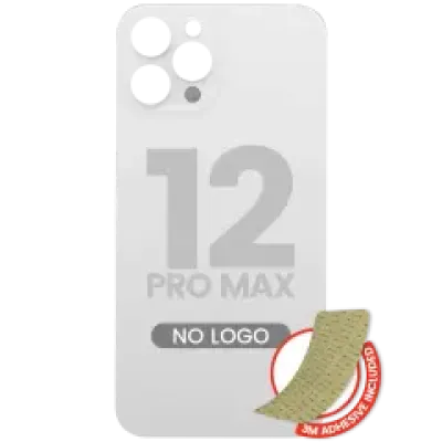Заднє скло з 3M проклейкою для iPhone 12 Pro Max (без логотипу / великий отвір камери) (сріблястий)