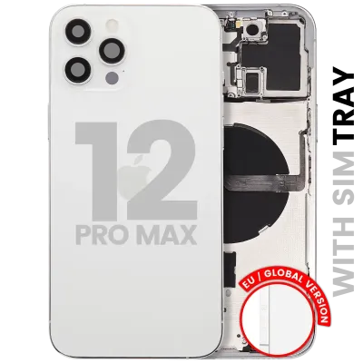 Back Housing W/ Small Parts For iPhone 12 Pro Max (EU / Global Version) (Used OEM Pull: Grade B) (Silver)