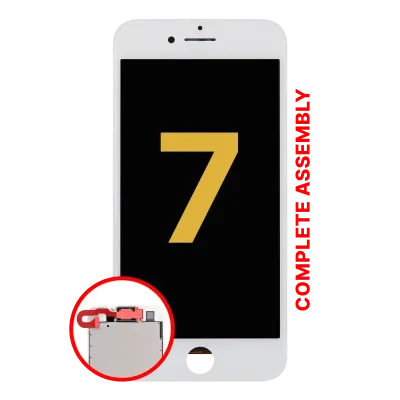 Complete LCD Assembly For iPhone 7 (With Steel Plate, Front Camera: Prox Sensor & Earpiece Speaker) (Refurbished) (White)