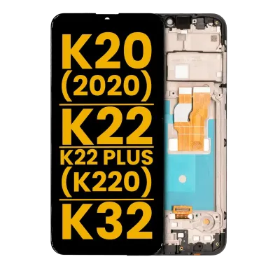 Дисплейний модуль (LCD) з рамкою для LG K20 (2020) / K22 / K22 Plus (K220) / K32 (Refurbished) (чорний)
