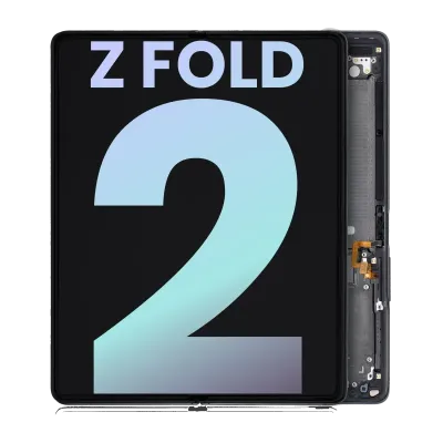 Дисплейний модуль (OLED) з рамкою для Samsung Galaxy Z Fold 2 5G (US & International) (Service Pack) (Mystic Black з чорною петлею)