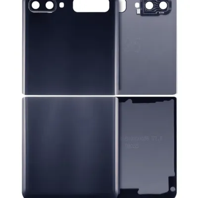 Задне скло топкейса та нижньої кришки зі склом камери для Samsung Galaxy Z Flip 4G (F700) / Z Flip 5G (F707) (Aftermarket Plus) (Mirror Black)