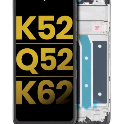 Дисплейний модуль (LCD) з рамкою для LG K52 / Q52 / K62 (Refurbished) (чорний)