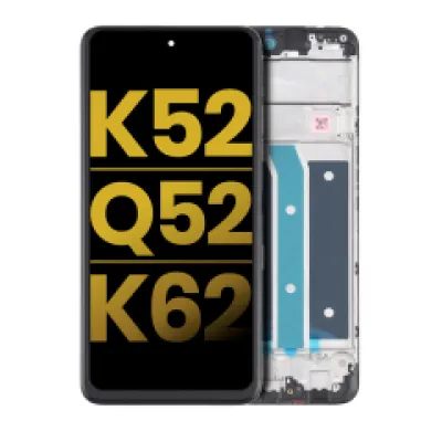 Дисплейний модуль (LCD) з рамкою для LG K52 / Q52 / K62 (Refurbished) (чорний)