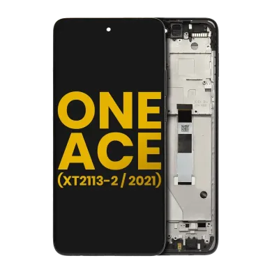 LCD Assembly With Frame For Motorola One 5G Ace (XT2113-2 / 2021) (Refurbished) (Volcanic Gray)