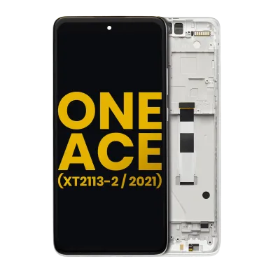 LCD Assembly With Frame For Motorola One 5G Ace (XT2113-2 / 2021) (Refurbished) (Frosted Silver)