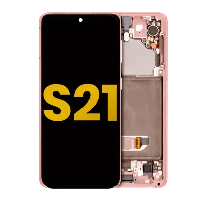 Дисплейний модуль (OLED) з рамкою для Samsung Galaxy S21 5G (Refurbished) (Phantom Pink)