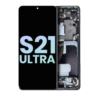 Дисплейний модуль (OLED) з рамкою для Samsung Galaxy S21 Ultra 5G (Service Pack) (Phantom Navy)