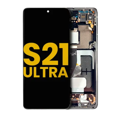 Дисплейний модуль (OLED) з рамкою для Samsung Galaxy S21 Ultra 5G (Refurbished) (Phantom Black)