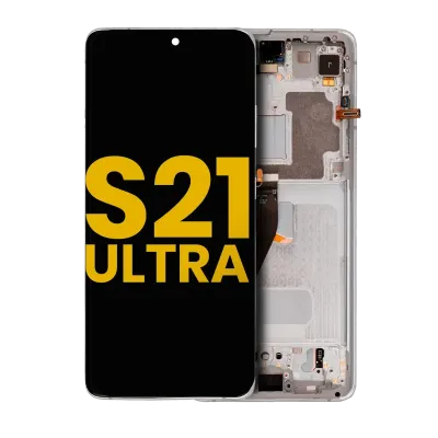 Дисплейний модуль (OLED) з рамкою для Samsung Galaxy S21 Ultra 5G (Refurbished) (Phantom Silver)
