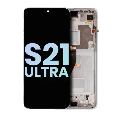 Дисплейний модуль (OLED) з рамкою для Samsung Galaxy S21 Ultra 5G (Service Pack) (Phantom Silver)