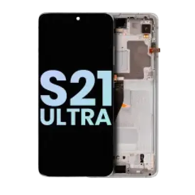 Дисплейний модуль (OLED) з рамкою для Samsung Galaxy S21 Ultra 5G (Service Pack) (Phantom Silver)