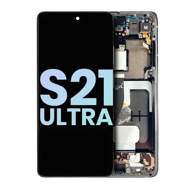 Дисплейний модуль (OLED) з рамкою для Samsung Galaxy S21 Ultra 5G (Service Pack) (Phantom Black)