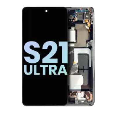 Дисплейний модуль (OLED) з рамкою для Samsung Galaxy S21 Ultra 5G (Service Pack) (Phantom Black)