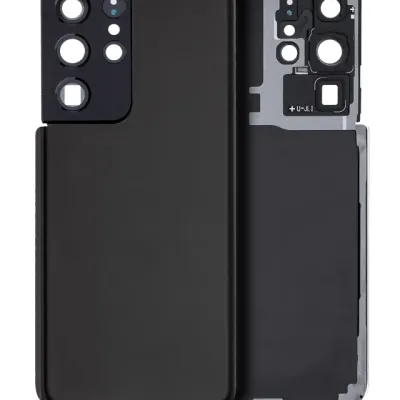 Задня кришка зі склом камери для Samsung Galaxy S21 Ultra (без логотипу) (Aftermarket Plus) (Phantom Black)