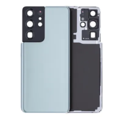 Задня кришка зі склом камери для Samsung Galaxy S21 Ultra (без логотипу) (Aftermarket Plus) (Phantom Titanium)